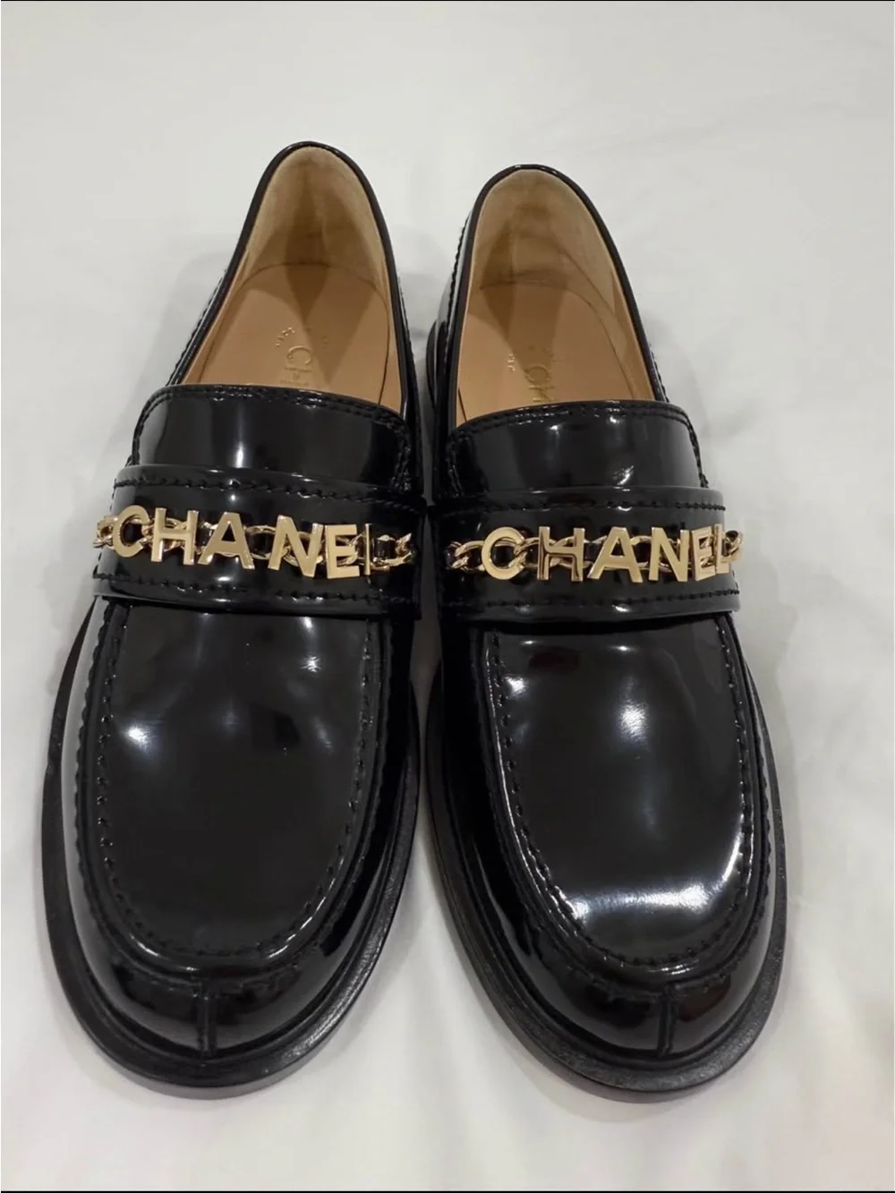 CHANEL Black Patent Leather Loafer